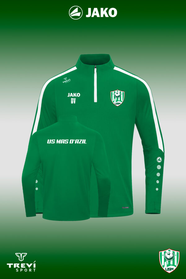 Sweat zip POWER Vert/Blanc Mas azil - 25/26