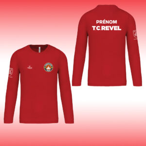 Tshirt ML polyester Rouge TC - AVEC PERSONNALISATION - 25/26