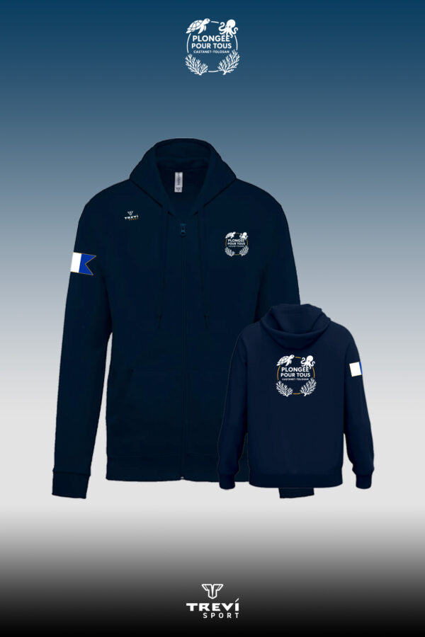 Sweat-shirt zippé capuche Marine PPT - 25/26