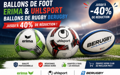 Ballons de Foot ERIMA, UHLSPORT & Rugby BERUGBY jusqu’à -40%
